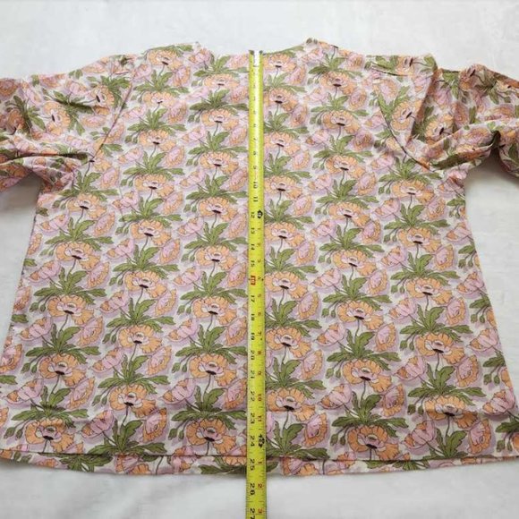 Women's XL J Crew keyhole popover top in Liberty Butterfield poppy shirt - Picture 8 of 11